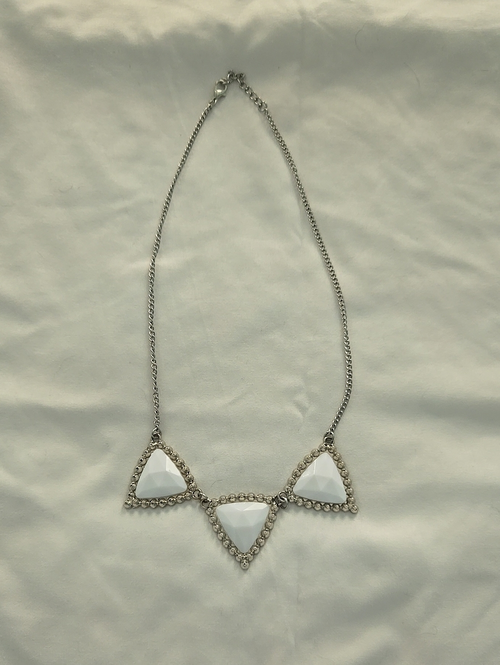Triangular White Stone Statement Necklace - Unbranded